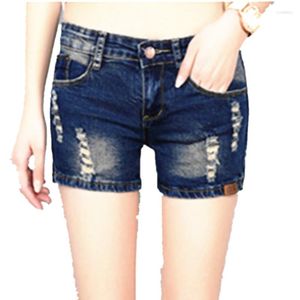 Short femme 2023 mode 1 boutons rétro élastique taille haute Feminino Denim pour femmes ample grande taille bleu jean court