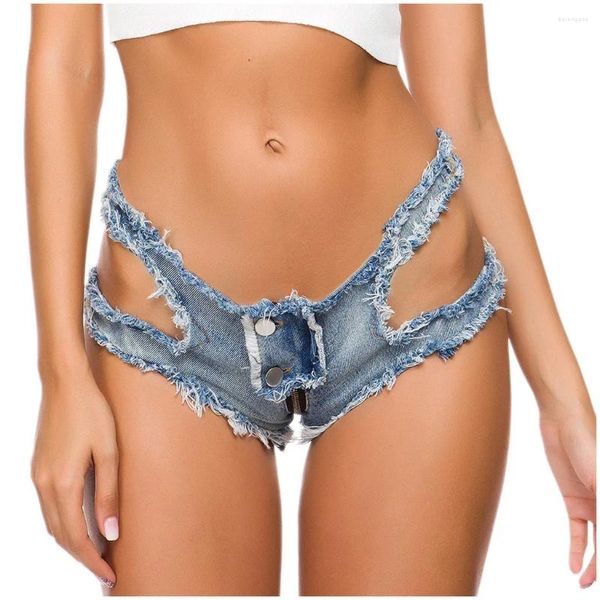 Pantalones cortos para mujer 2023 Mujeres sexy Mini Denim Cremallera Volver Cintura baja Ripped Hole Jeans Beach Girl Club Party Game Pantalones inferiores