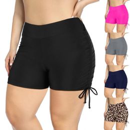 Pantalones cortos para mujer 2023 Sólido Negro Calzoncillos de cintura alta Mujeres Bikini Control de barriga Traje de baño Tankini Imprimir Fondos Brasileño Playa Vacaciones Nadar