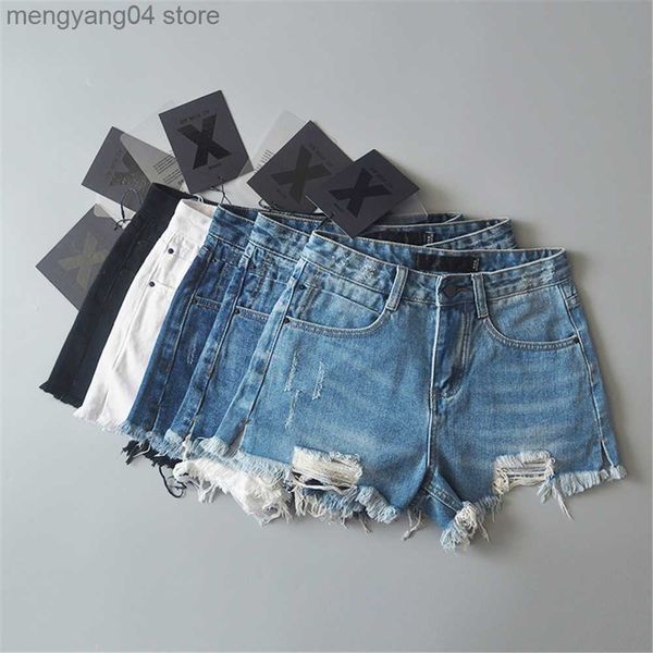 Shorts pour femmes 2023 Short en jean d'été pour femme short en jean noir femme en détresse short mujer blanc short en jean déchiré streetwear y2k T230603