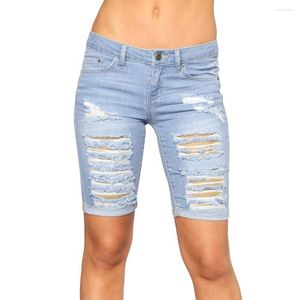 Shorts pour femmes 2023 Summer Fashion Ripped Hemming Denim pour femmes Casual High Stretch Skinny Jeans S-2XL