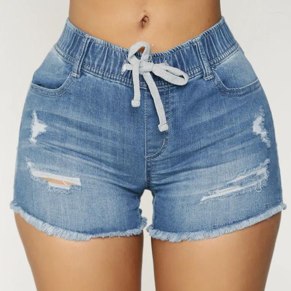 Pantalones cortos de mujer 2023 Summer la cintura elástica de mujeres Denim altos de jeans sexy de moda femenina s-2xl