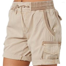 Shorts pour femmes 2023 Summer Femmes Cargo Solide Couleur Baggy Multi Poche Pantalon de travail militaire Pantalon de survêtement Tactique Femme Jambe large