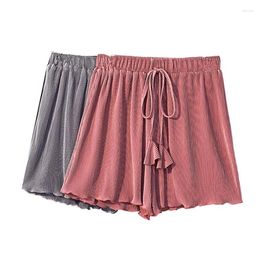 Shorts femininos 2023 verão mulheres plissado casual solto cintura alta calças curtas vintage sólido streetwear 7 cores