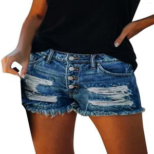 Women's Shorts 2023 Women High Rise Distressed rekbare Jean gescheurde hole denim voor vintage jeans dames