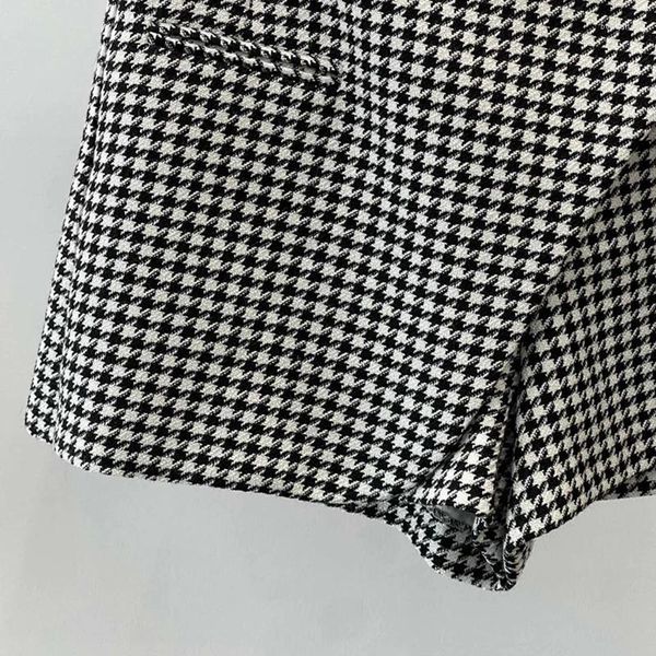 Shorts pour femmes 2023 Femmes Houndstooth Court Asymétrique Snap-Hook Panneau Sweet Chic Superbe Design de mode Tendance High Street Élégant S