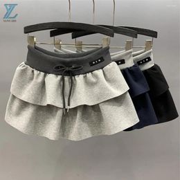 Shorts voor dames 2024 lente/zomer drawstring elastische taille high slanke a-line pluizige cake rok