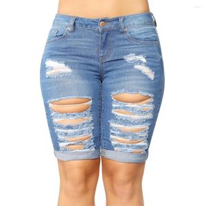 Shorts pour femmes 2024 Summer Denim Fashion Mid Taille Ripped Jeans Skinny High Stretch S-2XL Drop