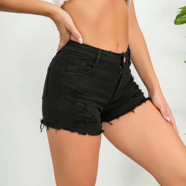 Short féminin 2024 Été européen et américain esthétique sexy basse taille perforée pantalon jeans streetwear féminin