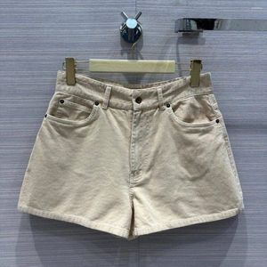 Shorts voor dames 2024 Zomer mode corduroy vrouwen hoge taille beige kleurzakken patchwork vintage sweet girl