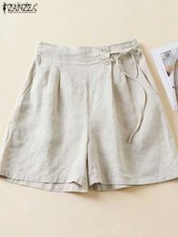 Shorts pour femmes 2024 shorts d'été zanzea pantalon de coton pour femmes