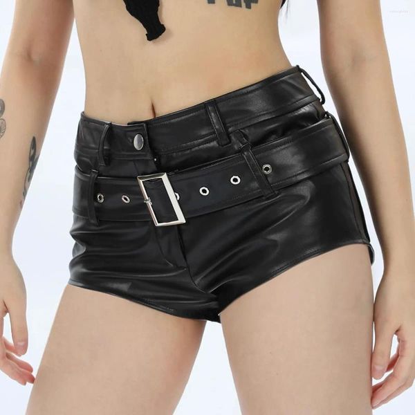 Pantalones cortos para mujeres 2024 femenino PU IMitation Booty de cuero Sexy Glub de caña nocturna