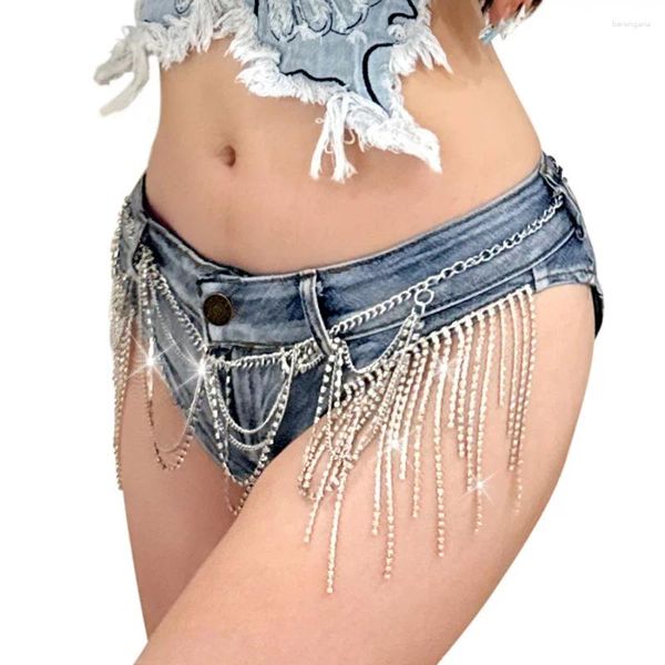 Short féminin 24 Spicy Girl Sexy Low Raise Elastic Pantal Chain avec perceuse Ultra Short Denim For Women Bar Nightclub