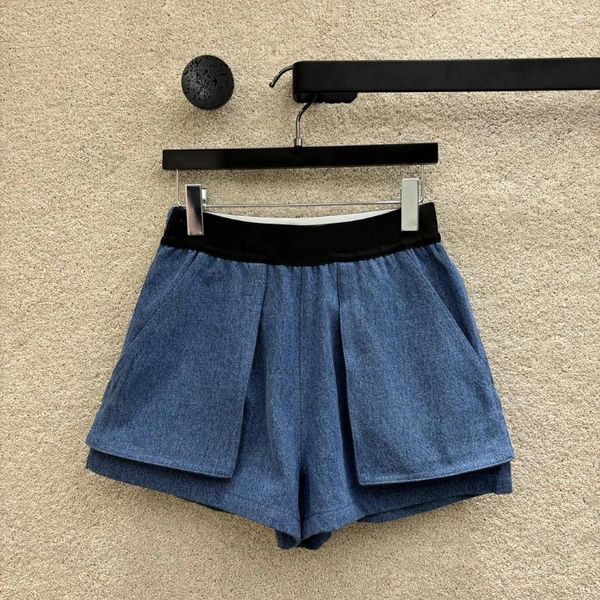 Shorts pour femmes 24 Spring and Summer Limited Ribbon épissant Big Pocket Pocket Denim Version du haut du corps Super Thin.20