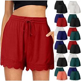 Dames shorts 2pcs vrouwen kant comfortabele broek mode zijdeachtige solide kleur yoga sport home slaap bodem