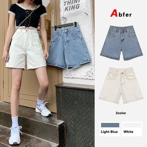 Short féminin Abfer Plus taille denim 2021 femmes pantalons courts coréens mode haute taille un jean blanc de ligne pour la jambe large