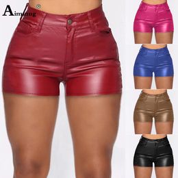 Dames shorts AimSnug Sexy Pu Leather High Cut grote grote vrouwelijke casual Amerikaanse dans erotica broek 230314