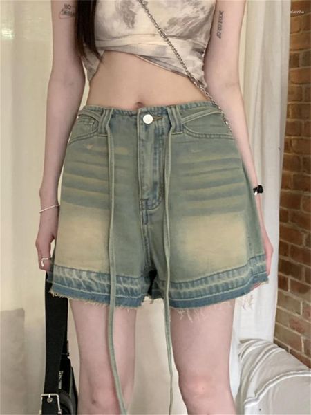 Short féminin Alien Kitty 2023 Light Washed Denim Femmes Chic Wide Leg Summer Bureau Lady Streetwear Loose Short Jeans