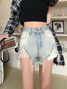 Pantalones cortos de mujer americanos Blue Azules Denim Summer Summer Slim Jean Jean Short Pant 2024 Pocket Girl Leg