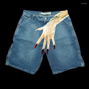 Damesshorts Amerikaanse straat hiphop palmvinger gepersonaliseerde print harajuku hiphop plus size patroon retro losse denim jeans