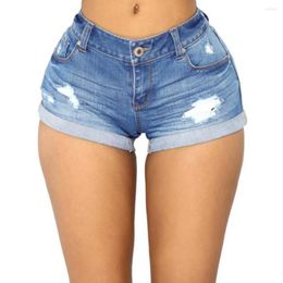 Aankomst voor damesbroek Casual zomer denim vrouwen hoge taille gerolde zoom sexy jeans korte broek 2023