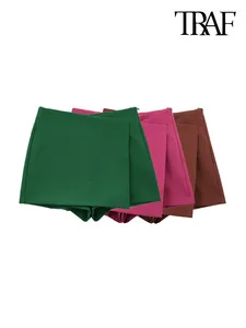 Shorts pour femmes - jupes asymétriques pour femmes hautes zipper zipper féminin skort chic mode