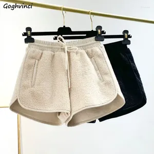Shorts pour femmes Automne Chic Polaire Femmes Mode Solide Simple Lâche Loisirs Cordon Jeune Tout-match Chaud Pantalon Doux Filles