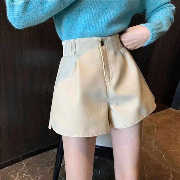 Shorts pour femme automne hiver mode Y2k Streetwear haute rue cyclisme femme en cuir Pu solide pantalon court vélo ample