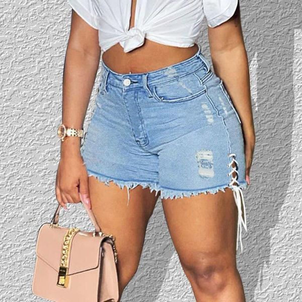 Pantalones cortos para mujer Vendaje Sexy Denim Mujeres Streetwear High Cintura Casual Ripped Goth Club Moda 2023 Beach Skinny Jeans