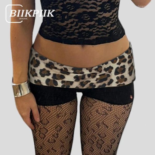 Shorts pour femmes Biikpiik Léopard Patchwork Taille Sexy Club Mode Taille basse Femmes Mini Sweet Midnight Party Tenues de printemps