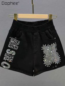 Short féminin short denim noir pantalon chaud élastique élastique mince élastique