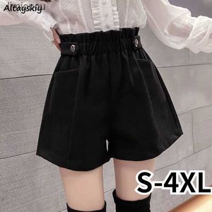 Shorts pour femme Short en laine noir femmes Chic plis taille haute conception en vrac automne hiver collège Vintage Streetwear belle femme chic BasicC243128