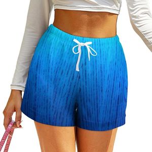 Damesshorts blauw hoge taille gradiëntprintontwerp met zakken lente trendy oversized korte broek streetwear bodems