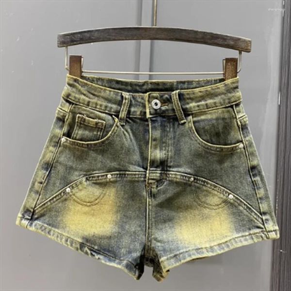 Shorts pour femmes Bleu Stretch Denim Filles 2023 Été Serré Taille Haute Tube Droit Jeans Pantalon
