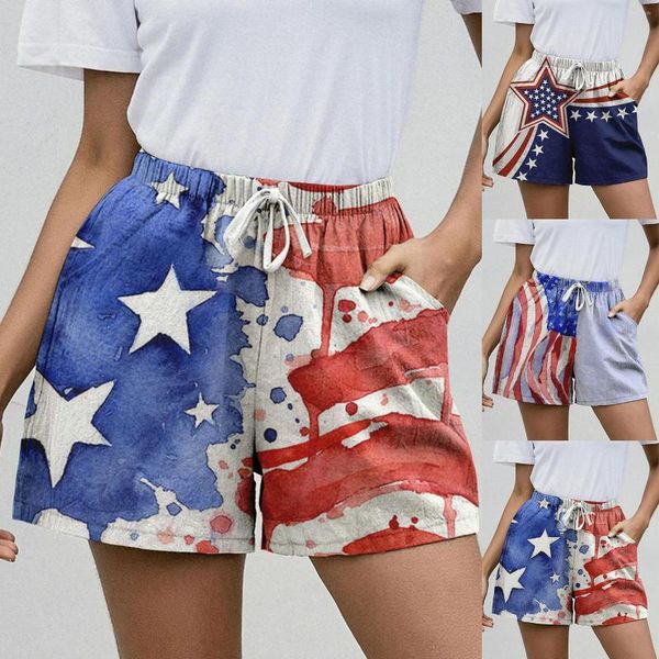 Pantalones cortos para mujer Trajes de baño para niño para mujer Anime Día de la independencia Patrones de bandera americana Faldas cortas con lazo