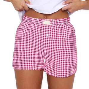 Dames shorts Ademende vrouwen met hoge taille plaid print casual streetwear voor comfort
