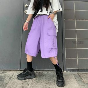 Women's Shorts Cargo Men Women Women 2023 Zomer Koreaanse stijl Hoge taille Casual Straight Wide Been Studenten Loose Wild Pants 230308