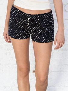 Dames shorts Casual Slim Fit elastische taille bloemen korte broek met decoratieve knopen sweatshorts voor de zomer