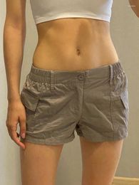 Shorts pour femmes décontracté Y2k solide poches Cargo bande élastique taille basse Harajuku rétro basique bas sportif Wom2023