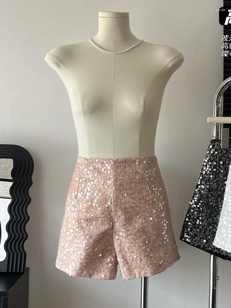 Shorts pour femmes Circyy pour femmes taille haute paillettes fermeture éclair brillant 2023 été bureau dame pantalons décontractés vêtements Y2k