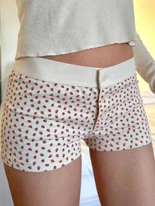 Dames shorts kloply kawaii print gebreide mini low rise knoppen bodems Koreaans casual slanke slipje y2k sexy meisje korte broek