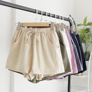 Damesshorts Katoen Linnen Vrouwen dragen hoge taille Losse grote zomer Dunne buitenlandse handel Casual effen kleur Koreaanse mode