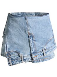 Vrouwen shorts deat mode persoonlijkheid slanke onregelmatige patchwork zakken vaste kleur denim vrouwelijke veer 2023 17a5259 230104