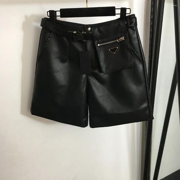 Shorts pour femmes, ceinture de sécurité décorative, pantalon, fermeture éclair, sac à taille, 2023