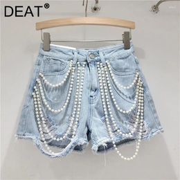 Dames shorts Denim High Taille Solid Color Beading Patchwork Short Pants 2024 Summer Fashion Female Trendy 11xx9111