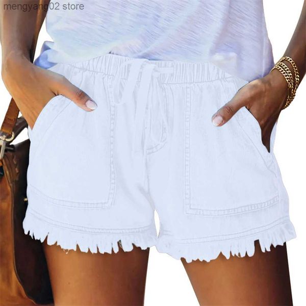 Shorts pour femmes Denim Shorts Femmes Jean Pantalon court avec poche Exercice Running Office Home Voyage Mode Vêtements d'été Blanc S T230515