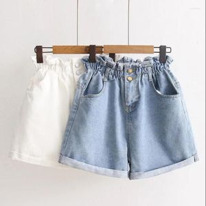 Short Femme Denim Été Noir S-5XL Plissé Blanc Bleu Taille Haute Stretch Short Jeans OZZO Plus