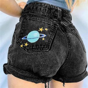 Short féminin denim d'été imprimer la mode bouclée décontractée plus grandeur