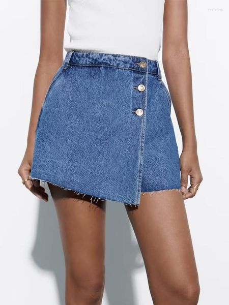 Shorts pour femmes Denim femmes simple boutonnage taille haute jupes Y2k Streetwear Jean pantalons courts décontracté femme jupes