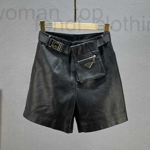 Pantalones cortos para mujer, botas y pantalones de marca de diseñador, novedad de verano, primavera, cintura alta, holgados, adelgazantes, pierna ancha con fondo negro F845 0GE9